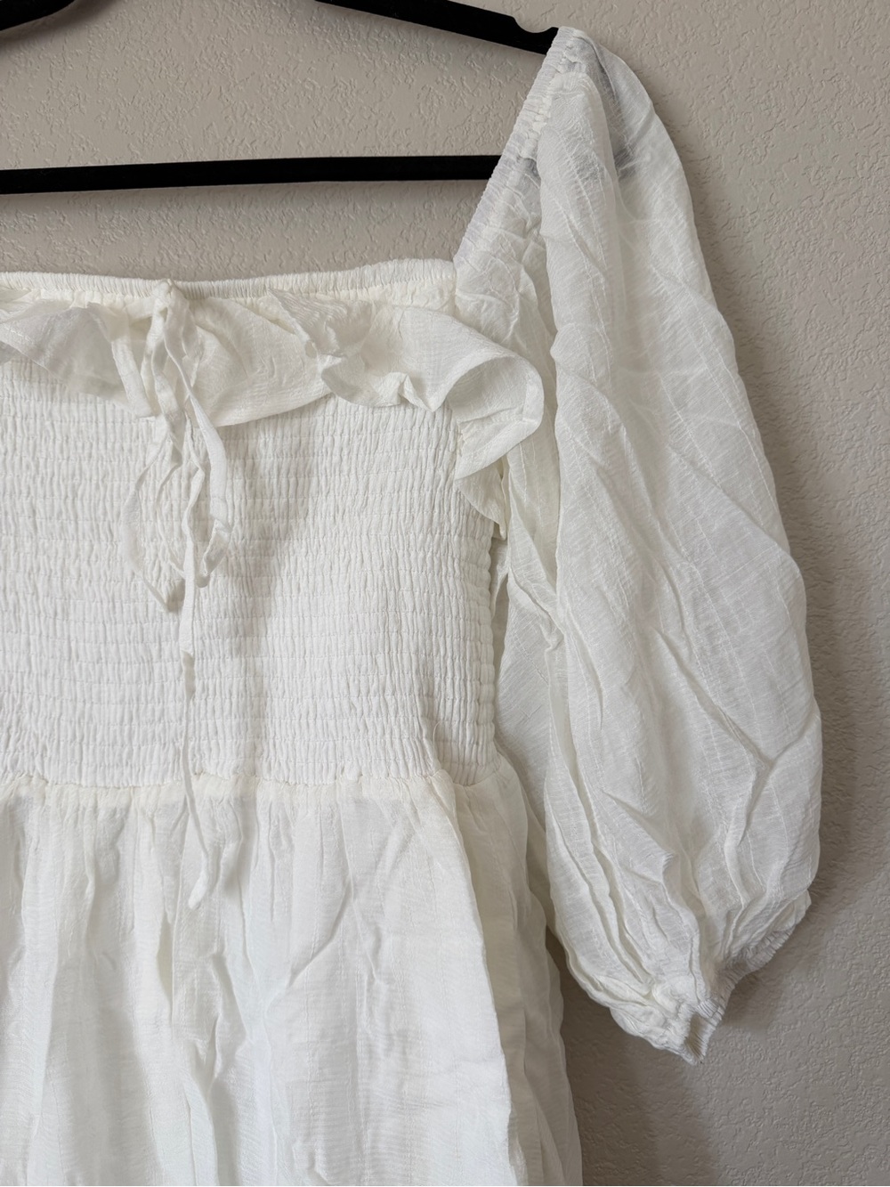 Peach Love California White Smocked Square-Neck or Off The Shoulder Dress - Picture 3 of 9